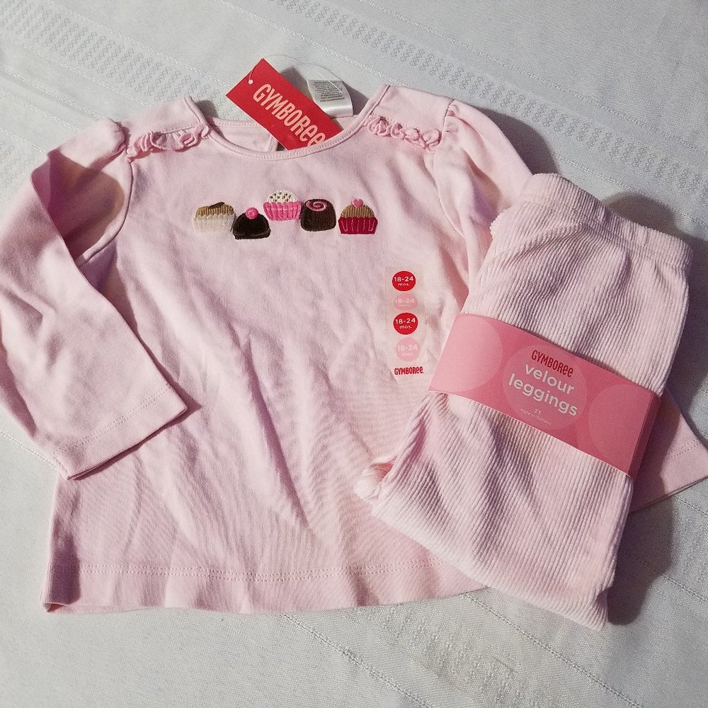 Gymboree Sweeter Than Chocolate 18-24 month shirt 2T velour pink leggings NWT.